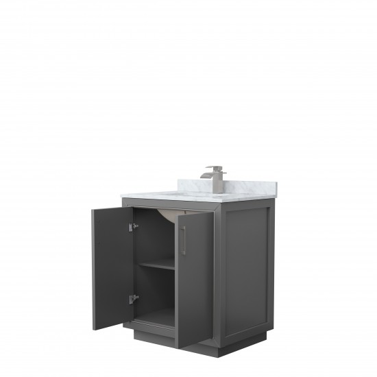 Icon 30" Single Vanity in Dark Gray, Top, Square Sink, Brushed Nickel Trim