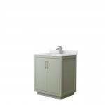 Icon 30" Single Vanity in Light Green, Top, Square Sink, Brushed Nickel Trim