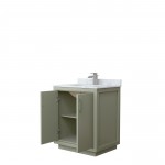 Icon 30" Single Vanity in Light Green, Top, Square Sink, Brushed Nickel Trim