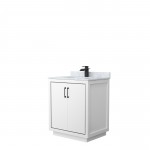 Icon 30" Single Vanity in White, Top, Square Sink, Matte Black Trim