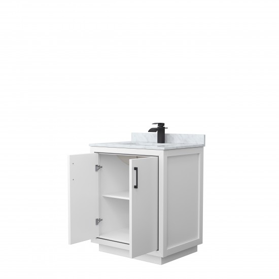 Icon 30" Single Vanity in White, Top, Square Sink, Matte Black Trim