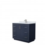 Icon 42" Single Vanity in Dark Blue, Top, Square Sink, Brushed Nickel Trim