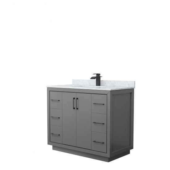 Icon 42" Single Vanity in Dark Gray, Top, Square Sink, Matte Black Trim