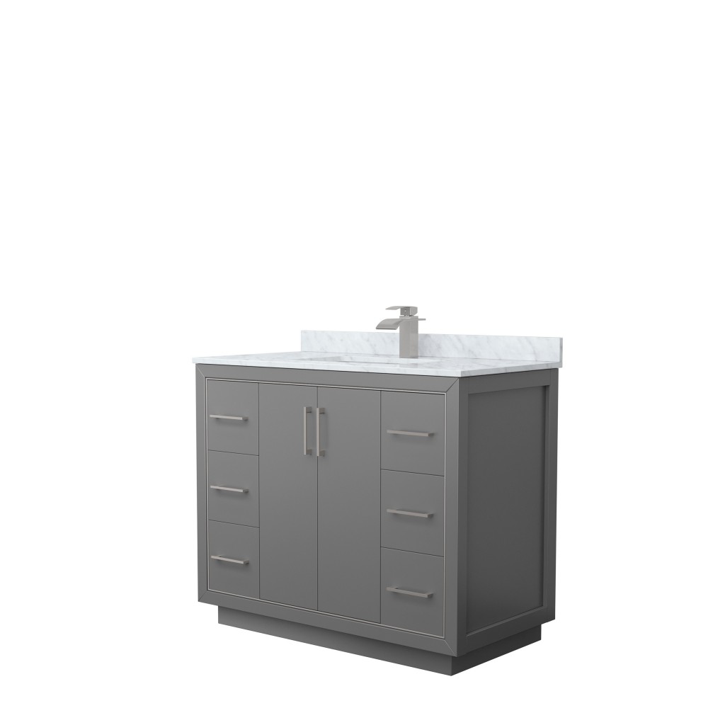 Icon 42" Single Vanity in Dark Gray, Top, Square Sink, Brushed Nickel Trim