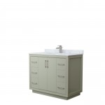 Icon 42" Single Vanity in Light Green, Top, Square Sink, Brushed Nickel Trim