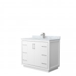 Icon 42" Single Vanity in White, Top, Square Sink, Brushed Nickel Trim