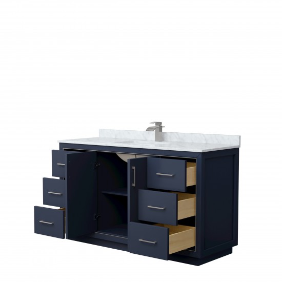 Icon 60" Single Vanity in Dark Blue, Top, Square Sink, Brushed Nickel Trim