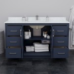 Icon 60" Single Vanity in Dark Blue, Top, Square Sink, Brushed Nickel Trim