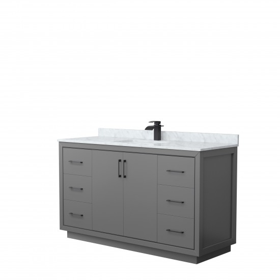 Icon 60" Single Vanity in Dark Gray, Top, Square Sink, Matte Black Trim