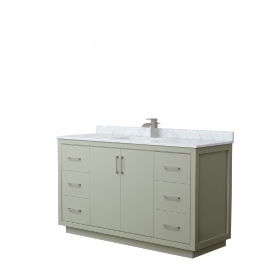 Icon 60" Single Vanity in Light Green, Top, Square Sink, Brushed Nickel Trim