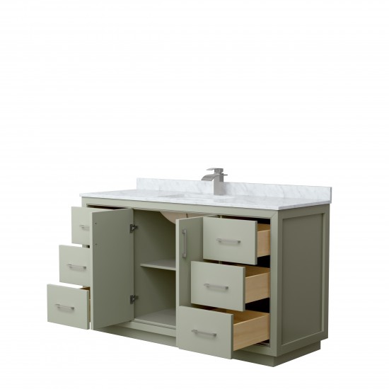 Icon 60" Single Vanity in Light Green, Top, Square Sink, Brushed Nickel Trim