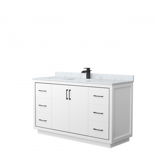 Icon 60" Single Vanity in White, Top, Square Sink, Matte Black Trim