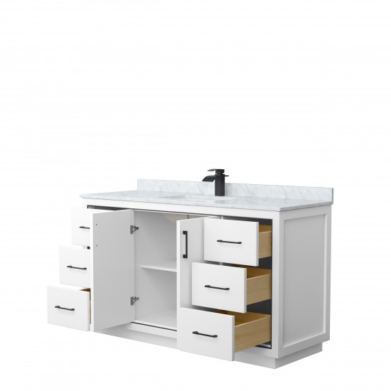 Icon 60" Single Vanity in White, Top, Square Sink, Matte Black Trim