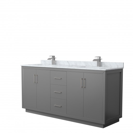 Icon 72" Double Vanity in Dark Gray, Top, Square Sinks, Brushed Nickel Trim