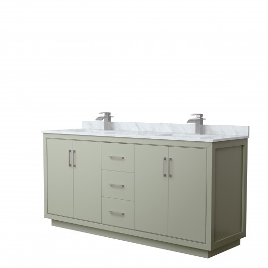 Icon 72" Double Vanity in Light Green, Top, Square Sinks, Brushed Nickel Trim