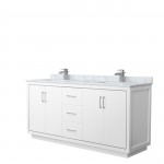 Icon 72" Double Vanity in White, Top, Square Sinks, Brushed Nickel Trim