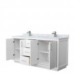 Icon 72" Double Vanity in White, Top, Square Sinks, Brushed Nickel Trim