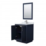 Icon 30" Single Vanity in Dark Blue, Top, Square Brushed Nickel Trim, 24" Mirror