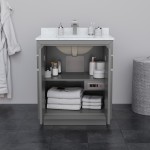 Icon 30" Single Vanity in Dark Gray, Top, Square Matte Black Trim, 24" Mirror