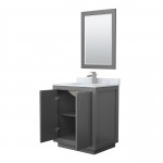 Icon 30" Single Vanity in Dark Gray, Top, Square Brushed Nickel Trim, 24" Mirror