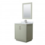 Icon 30" Single Vanity in Light Green, Top, Nickel Trim, 24" Mirror