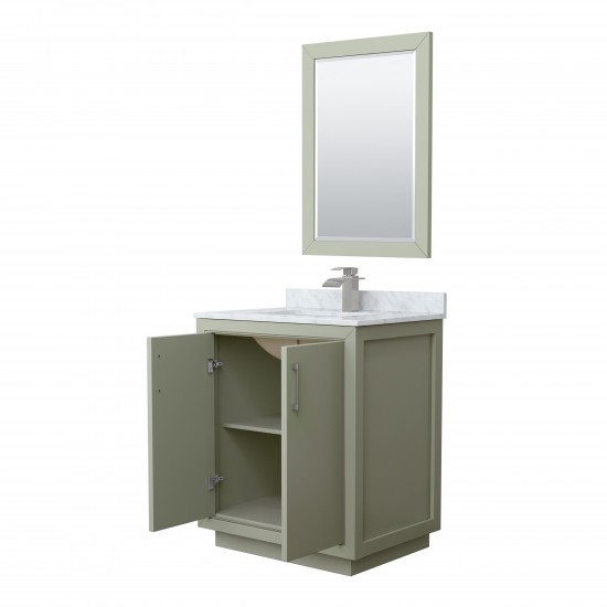 Icon 30" Single Vanity in Light Green, Top, Nickel Trim, 24" Mirror