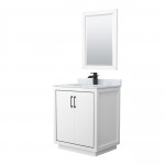 Icon 30" Single Vanity in White, Top, Square Sink, Matte Black Trim, 24" Mirror