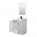 Icon 30" Single Vanity in White, Top, Square Sink, Matte Black Trim, 24" Mirror