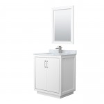 Icon 30" Single Vanity in White, Top, Square Brushed Nickel Trim, 24" Mirror