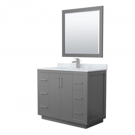 Icon 42" Single Vanity in Dark Gray, Top, Square Brushed Nickel Trim, 34" Mirror