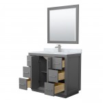 Icon 42" Single Vanity in Dark Gray, Top, Square Brushed Nickel Trim, 34" Mirror