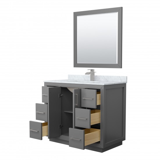 Icon 42" Single Vanity in Dark Gray, Top, Square Brushed Nickel Trim, 34" Mirror