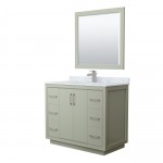 Icon 42" Single Vanity in Light Green, Top, Nickel Trim, 34" Mirror