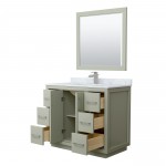 Icon 42" Single Vanity in Light Green, Top, Nickel Trim, 34" Mirror