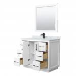 Icon 42" Single Vanity in White, Top, Square Sink, Matte Black Trim, 34" Mirror