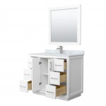 Icon 42" Single Vanity in White, Top, Square Brushed Nickel Trim, 34" Mirror