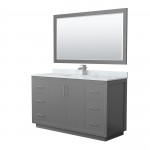 Icon 60" Single Vanity in Dark Gray, Top, Square Brushed Nickel Trim, 58" Mirror