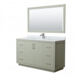 Icon 60" Single Vanity in Light Green, Top, Nickel Trim, 58" Mirror