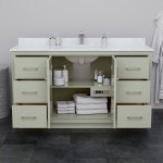 Icon 60" Single Vanity in Light Green, Top, Nickel Trim, 58" Mirror