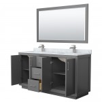 Icon 66" Double Vanity in Dark Gray, Top, Square Brushed Nickel Trim, 58" Mirror