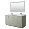 Icon 66" Double Vanity in Light Green, Top, Nickel Trim, 58" Mirror