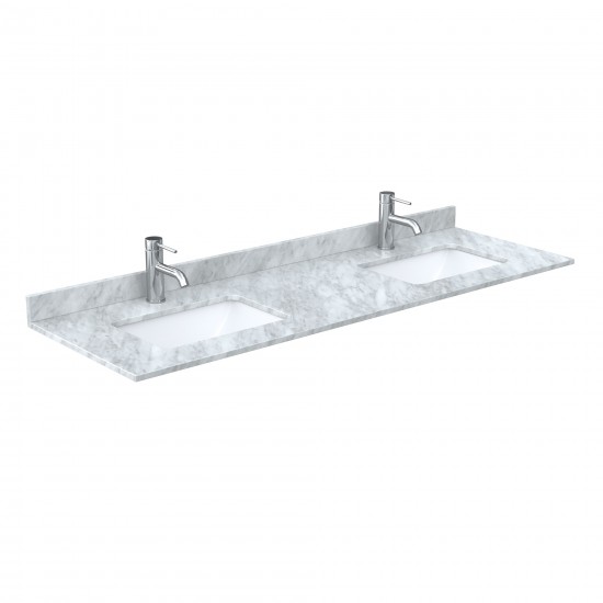 Icon 66" Double Vanity in White, Top, Square Brushed Nickel Trim, 58" Mirror