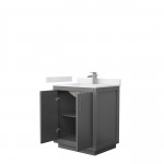 Icon 30" Single Vanity in Dark Gray, White Cultured Marble Top, Nickel Trim