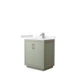 Icon 30" Single Vanity in Light Green, Carrara Cultured Marble Top, Nickel Trim