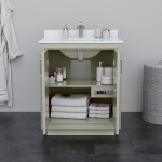 Icon 30" Single Vanity in Light Green, White Cultured Marble Top, Nickel Trim