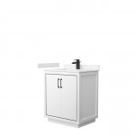 Icon 30" Single Vanity in White, Carrara Cultured Marble Top, Black Trim