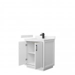 Icon 30" Single Vanity in White, Carrara Cultured Marble Top, Black Trim