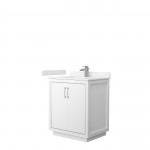 Icon 30" Single Vanity in White, Carrara Cultured Marble Top, Nickel Trim