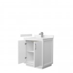 Icon 30" Single Vanity in White, Carrara Cultured Marble Top, Nickel Trim