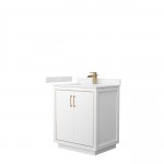 Icon 30" Single Vanity in White, Carrara Cultured Marble Top, Bronze Trim